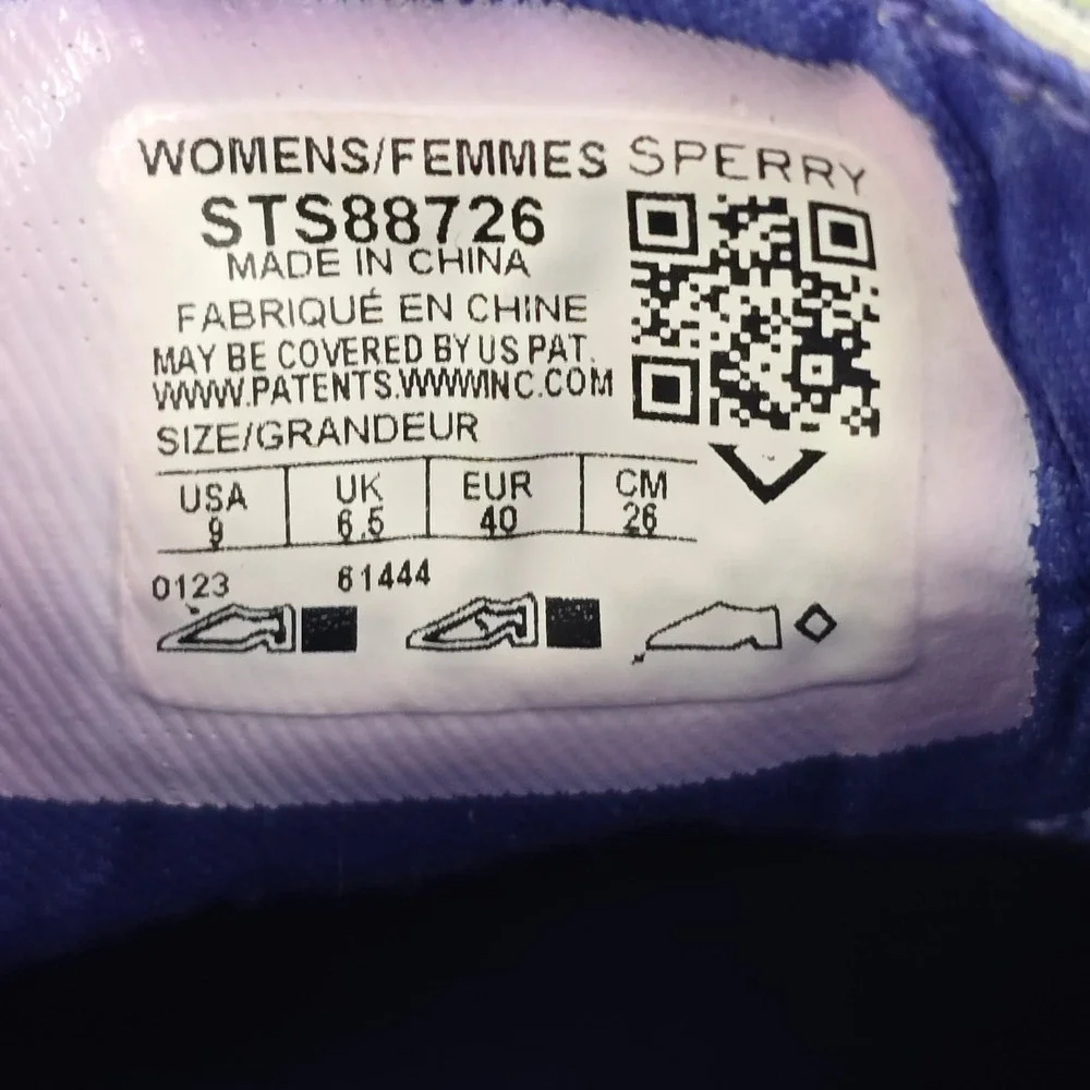 Sperry Crest Vibe Gingham Bow Sneakers Womens 9 Blue White Checkered STS88726